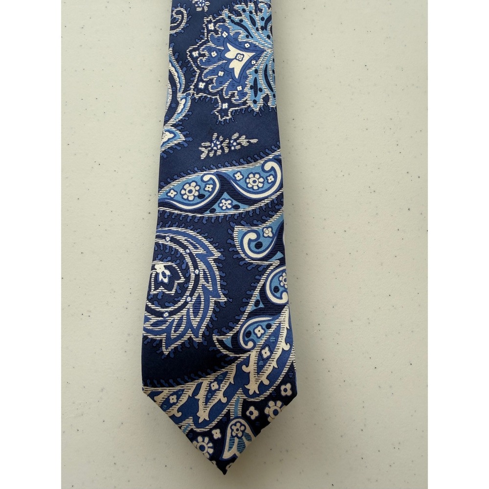 Banana Republic Men's Silk Tie Blue Paisley Necktie Classic
